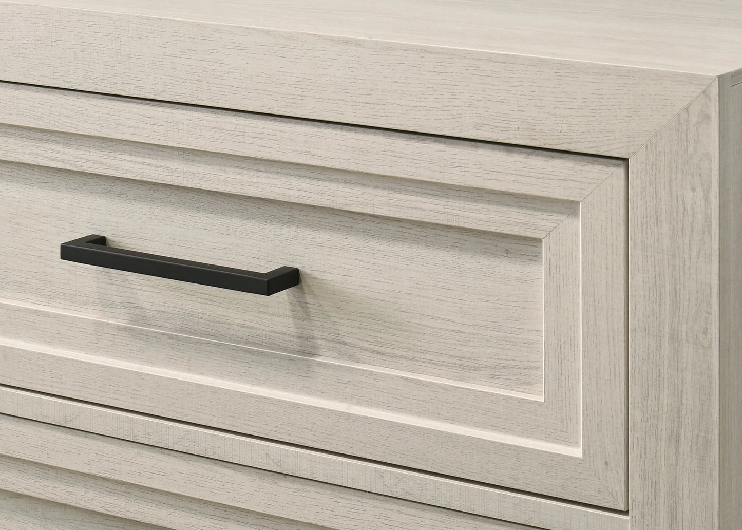 Contemporary Off-White Nightstand - 2 Drawers, Geometric Wood Design