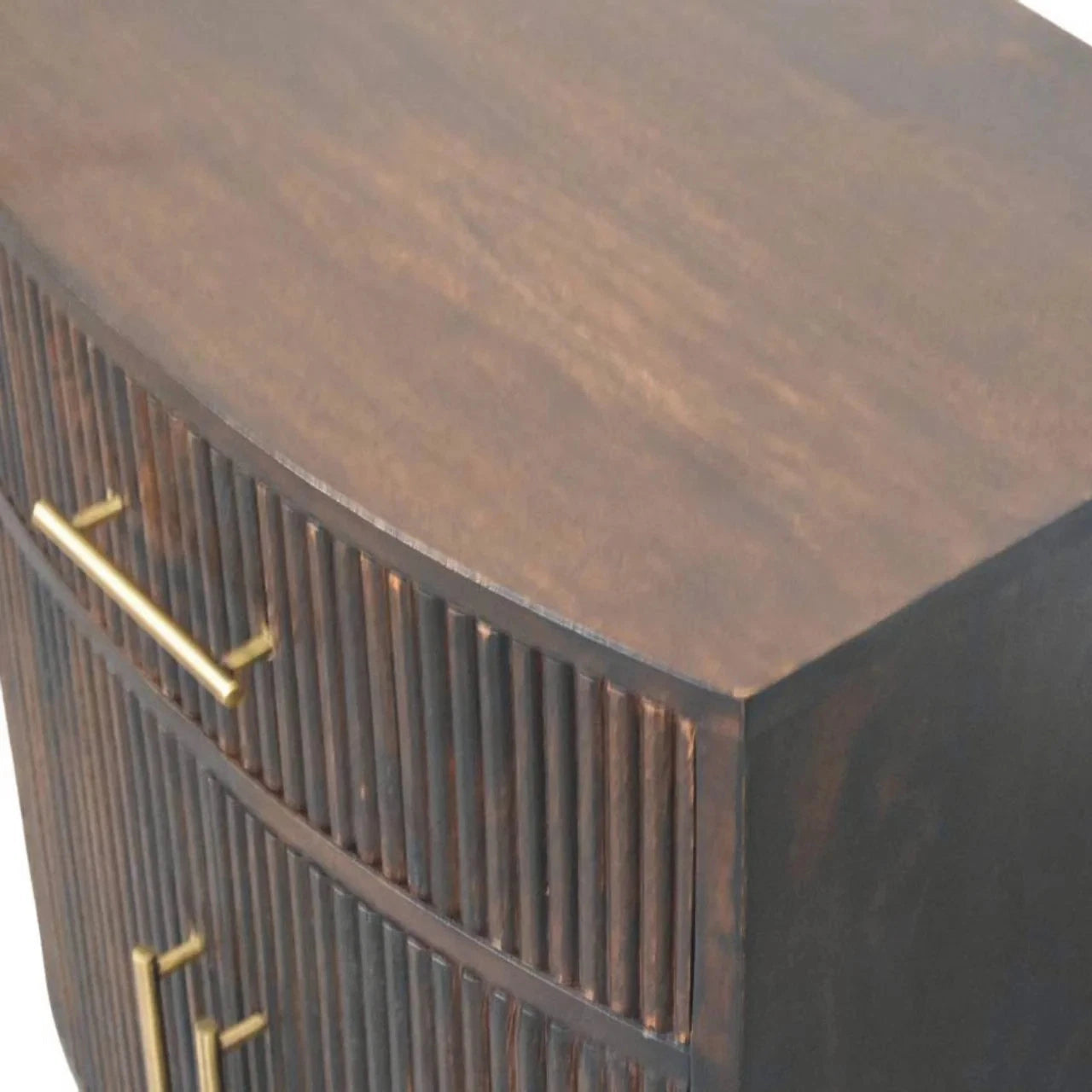 Solid Wood Milan Brown Bedside Table: 2-Doors, 1-Drawer Storage