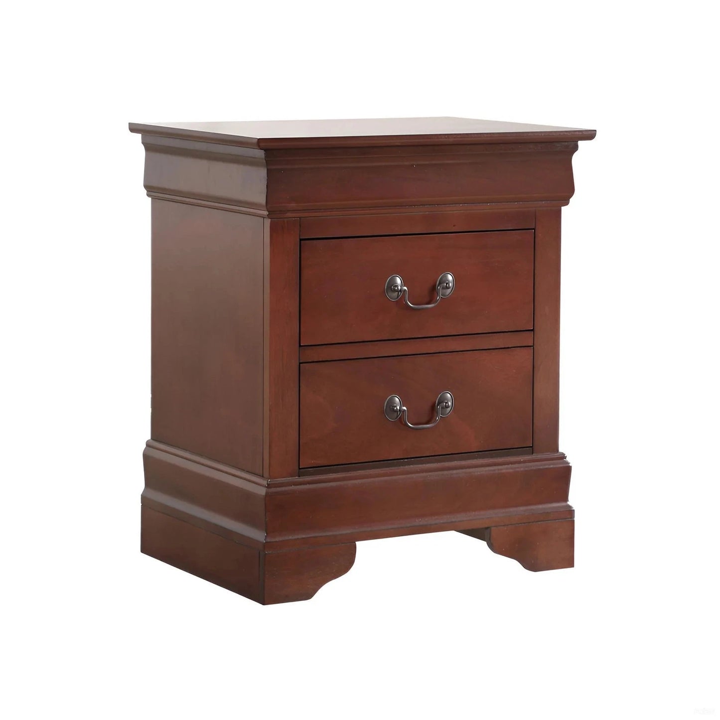 Elegant Traditional Cherry Nightstand, Two Drawers & Rich Wood Finish