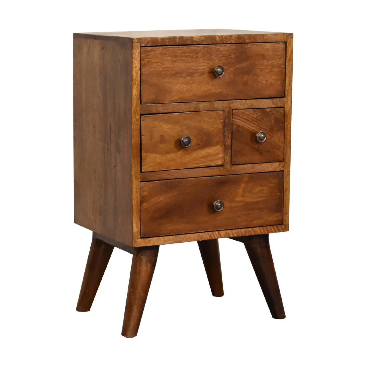 4-Drawer Multi Chestnut Bedside Table | Nightstand