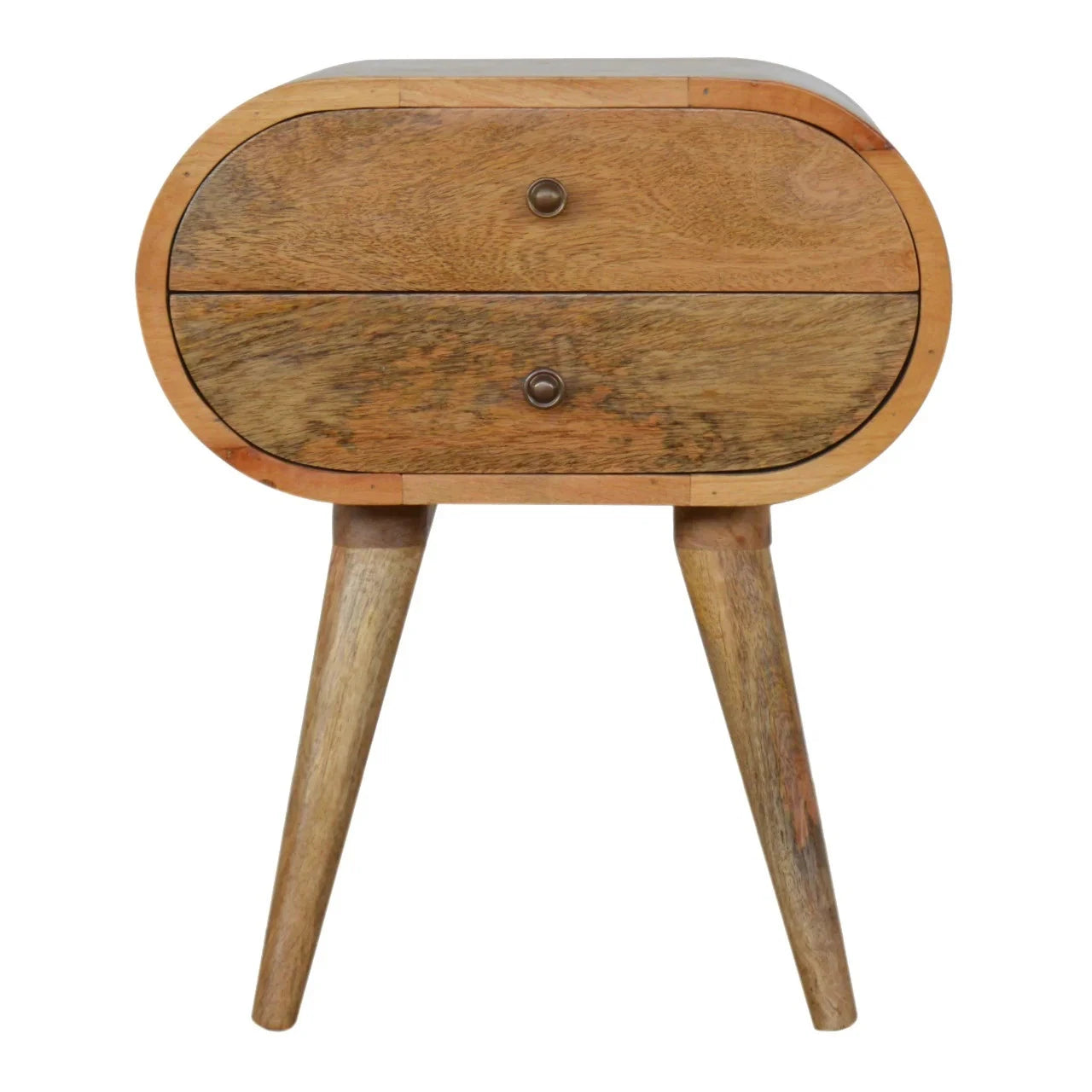 Solid Wood Circular Nightstand: Round Bedside Table for Bedroom