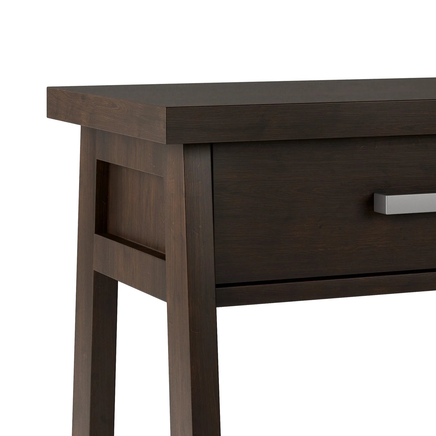Sawhorse Bedside Table - Dark Chestnut Brown Wood Nightstand & End Table