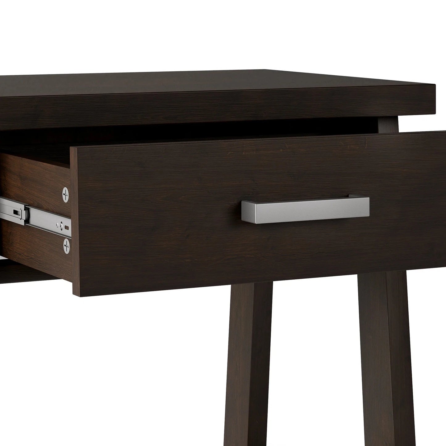 Sawhorse Bedside Table - Dark Chestnut Brown Wood Nightstand & End Table