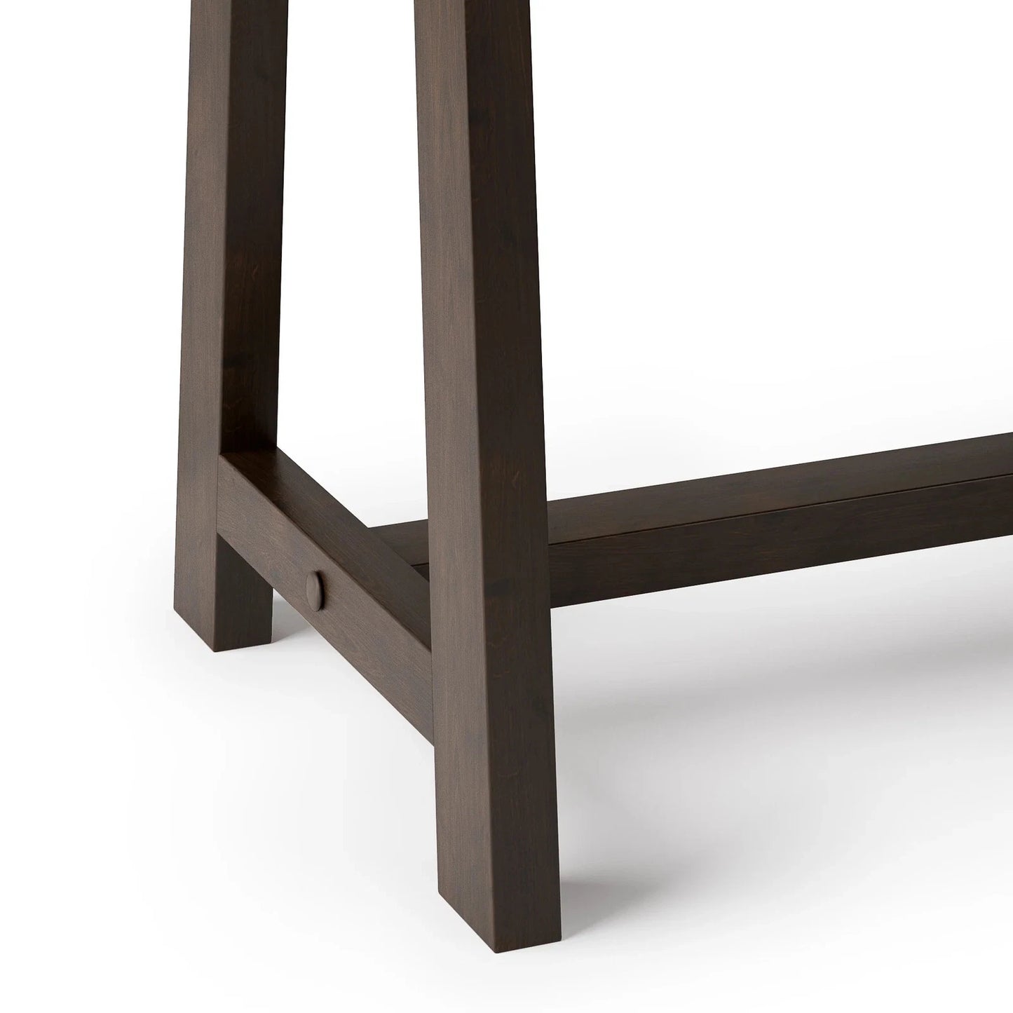 Sawhorse Bedside Table - Dark Chestnut Brown Wood Nightstand & End Table