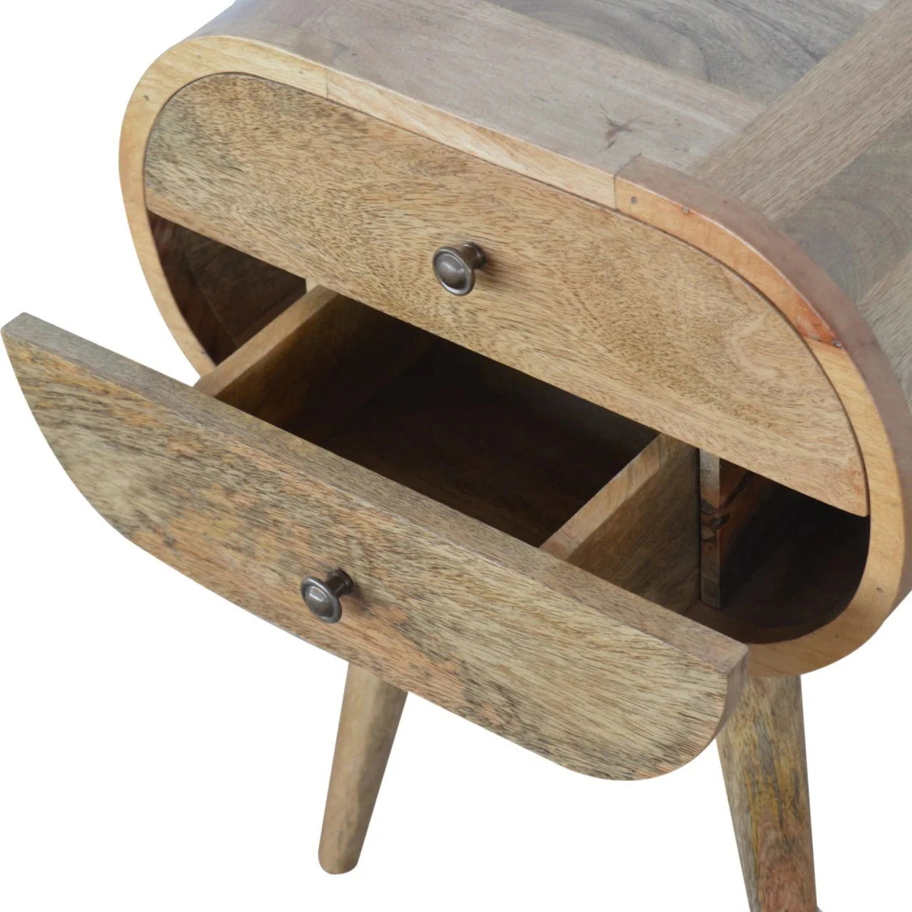 Solid Wood Circular Nightstand: Round Bedside Table for Bedroom
