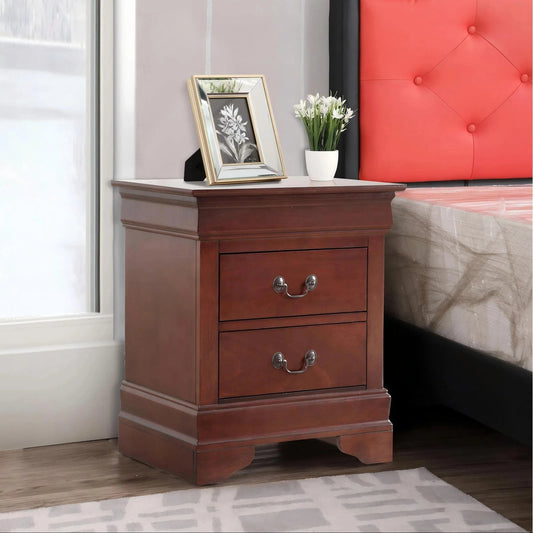 Elegant Traditional Cherry Nightstand, Two Drawers & Rich Wood Finish