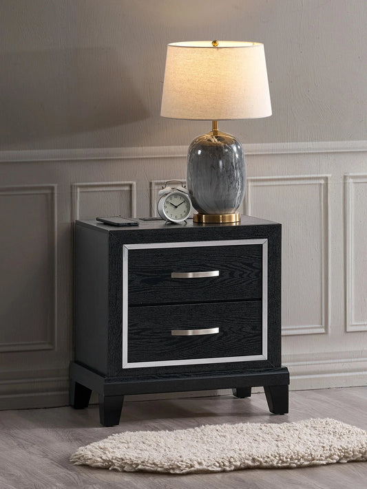 Livingston G02850-N 2-Drawer Nightstand with Charging AC/USB Outlets