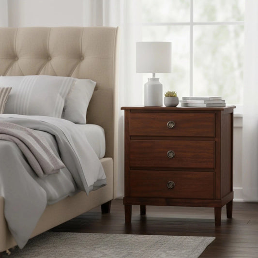 Chamberlin Brown 3-Drawer Nightstand: Stylish Bedroom Storage Solution