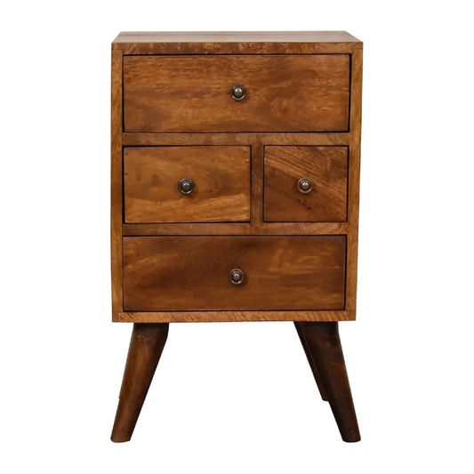4-Drawer Multi Chestnut Bedside Table | Nightstand